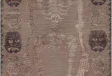 Authentic Tibetan Skeleton Motif <mark class='searchwp-highlight'>Handmade</mark> Wool Rug BB7437