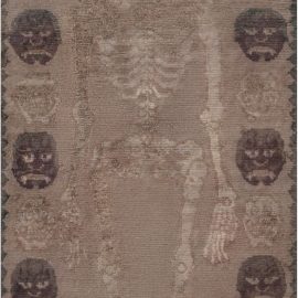Authentic Tibetan Skeleton Motif Handmade Wool Rug BB7437