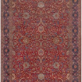 Turkish Antique Allover Floral Soft Beige Hand-Knotted Wool Rug – Circa 1920 BB9069