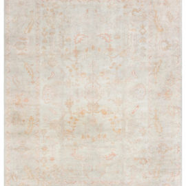 Antique Oushak Turkish Allover Floral Soft Beige Hand-Knotted Wool Rug – Circa 1900 BB8453