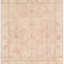 Antique Oushak Turkish Floral Medallion Soft Beige Hand-Knotted Wool Rug – Circa 1900 BB7505