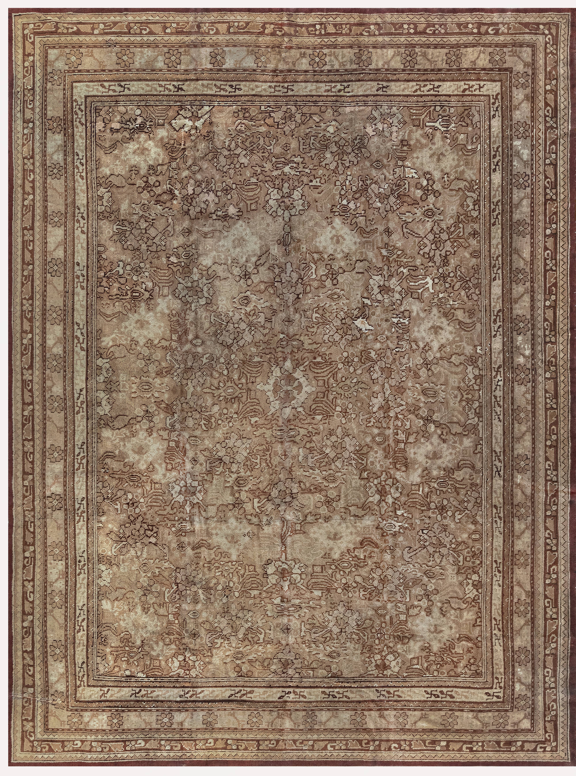 Early 20th Century Oushak Pale Rust Handmade Wool Rug BB7264