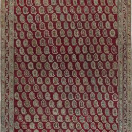 Oushak Turkish Antique Allover Warm Tan Hand-Knotted Wool Carpet – Circa 1880 BB7502