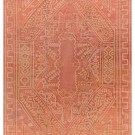Oushak Turkish Antique Allover Geometric Soft Beige Hand-Knotted Wool Rug – Circa 1900 (Size Adjusted) BB7739