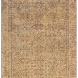 Antique Turkish Allover Floral Warm Tan Hand-Knotted Wool Rug – Circa 1900 BB8443