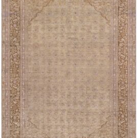 Antique Amritsar Indian Allover Warm Tan Hand-Knotted Wool Rug – Circa 1900 BB9071