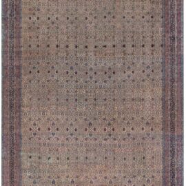 Turkish Antique Allover Floral Warm Tan Hand-Knotted Wool Rug – Circa 1900 BB9191