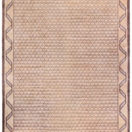 Antique Turkish Allover Floral Warm Tan With Classic Taupe Hand-Knotted Wool Rug – Circa 1940 BB8599