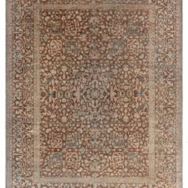 Antique Tabriz Persian Floral Allover Warm Tan Hand-Knotted Wool Rug – Circa 1900 BB7488