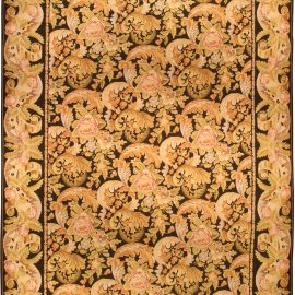 Contemporary Bessarabian Floral Light Beige Hand-Knotted Wool Rug “Nocturne Rose” N10656