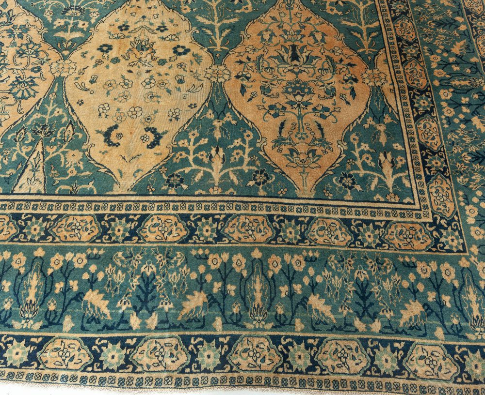 Oversized Antique North Indian Blue Handmade Wool Carpet BB2023
