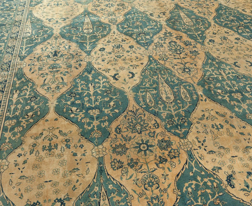 Oversized Antique North Indian Blue Handmade Wool Carpet BB2023