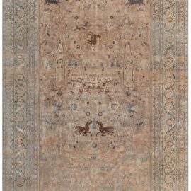 Antique Kirman Persian Allover Warm Tan Hand-Knotted Wool Rug – Circa 1900 BB2724