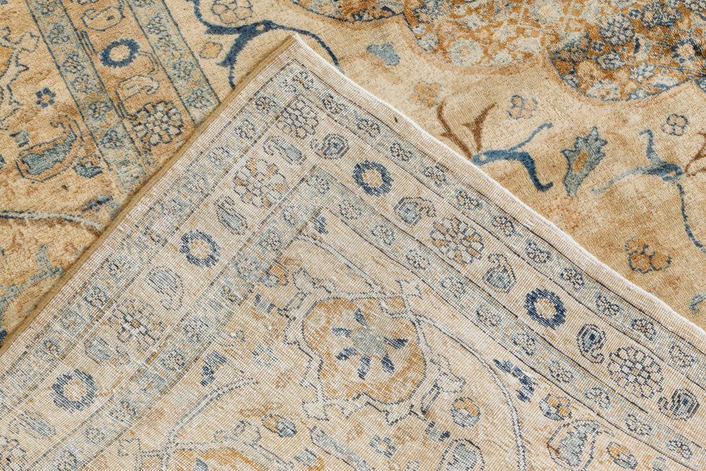 Fine Persian Tabriz Brown, Blue Hand Knotted Wool Carpet BB2851