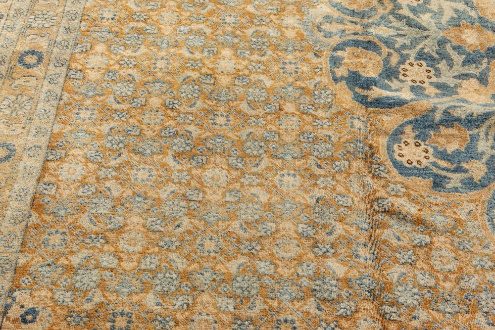 Fine Persian Tabriz Brown, Blue Hand Knotted Wool Carpet BB2851