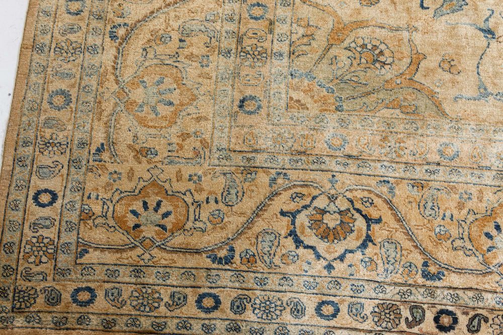 Fine Persian Tabriz Brown, Blue Hand Knotted Wool Carpet BB2851