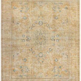 Antique Amritsar Indian Medallion Floral Soft Beige Hand-Knotted Wool Rug – Circa 1880 BB3818