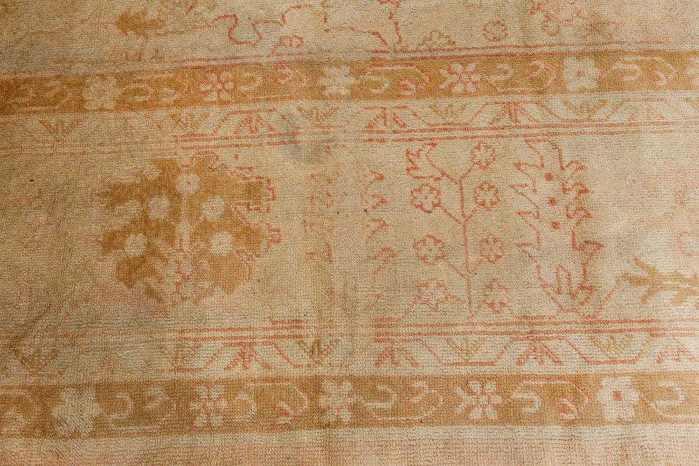 Antique Turkish Oushak Beige Hand Knotted Wool Rug BB3913