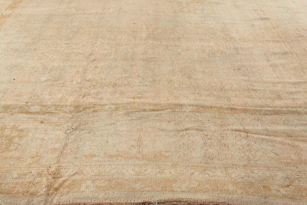 Antique Turkish Oushak Beige Hand Knotted Wool Rug BB3913