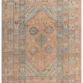 Mid-Century Moroccan Vintage Geometric Hand-Knotted Wool Rug In Warm Tan BB4036