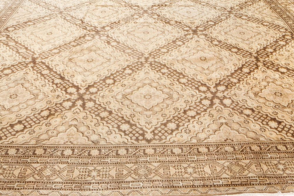 High-quality Samarkand Khotan Beige, Brown Hand Knotted Wool Rug BB7447