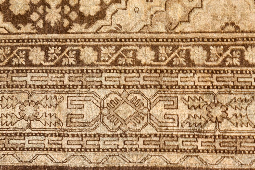 High-quality Samarkand Khotan Beige, Brown Hand Knotted Wool Rug BB7447