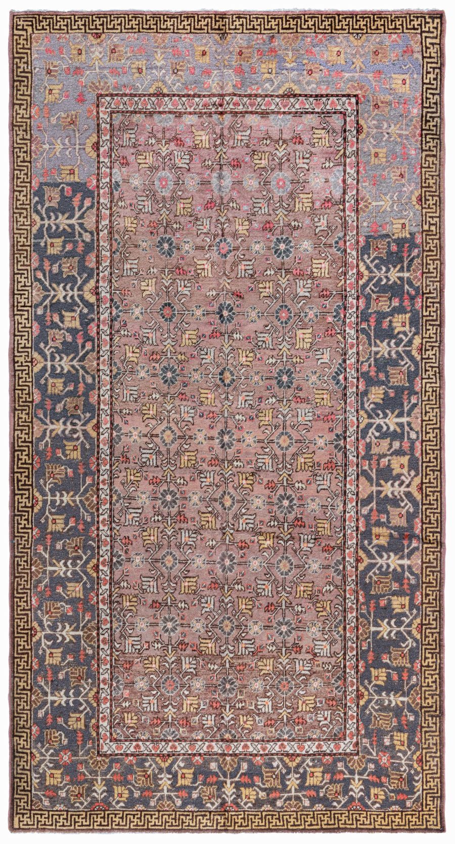 Fine Vintage Samarkand (Khotan) Brown, Green Handmade Wool Rug BB4392