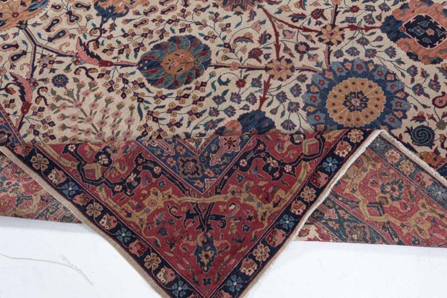 Fine Antique Indian Amritsar Botanic Handmade Wool Rug BB4513