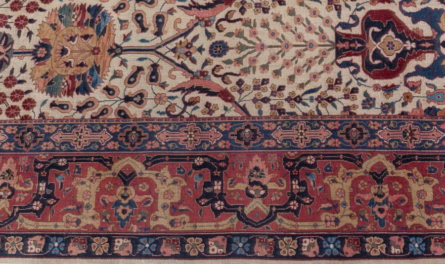 Fine Antique Indian Amritsar Botanic Handmade Wool Rug BB4513