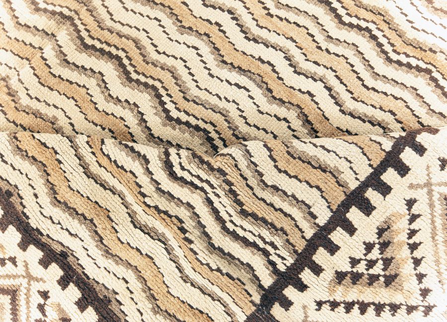 Mid-20th century Moroccan Beige, Brown and Black Handmade Wool Rug BB4594