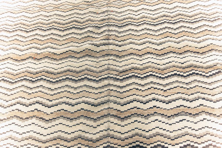 Mid-20th century Moroccan Beige, Brown and Black Handmade Wool Rug BB4594