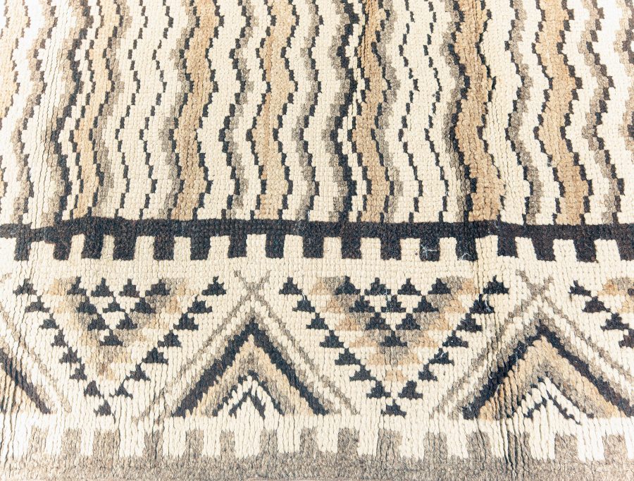 Mid-20th century Moroccan Beige, Brown and Black Handmade Wool Rug BB4594