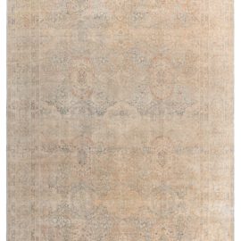 Antique Khorassan Persian Floral Allover Soft Beige Hand-Knotted Wool Rug – Circa 1900 BB4634