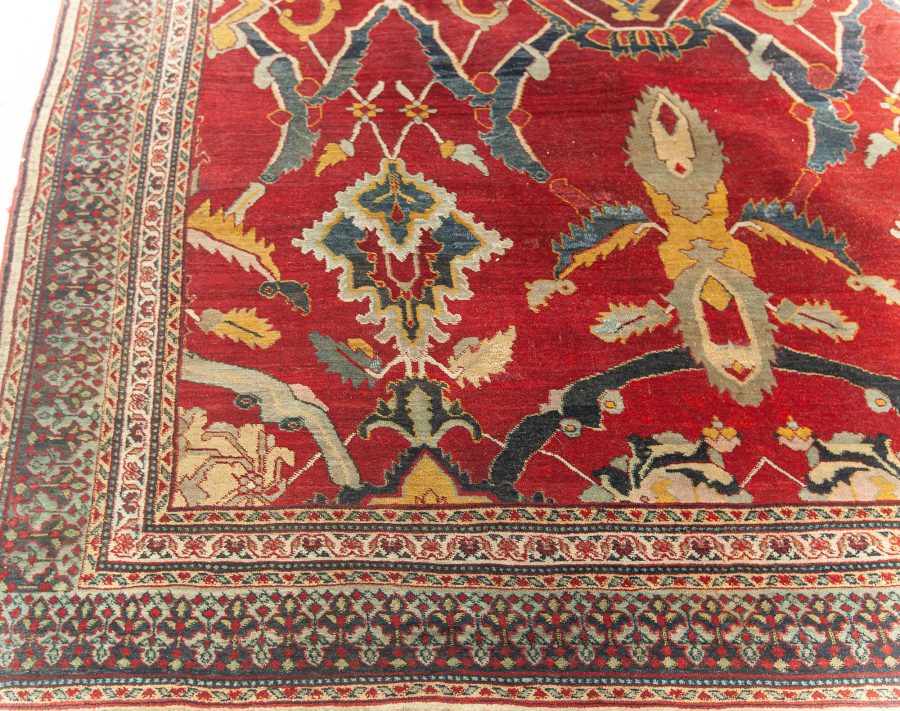 Authentic 19th Century Indian Bold Agra Red Handmade Wool Rug BB5109