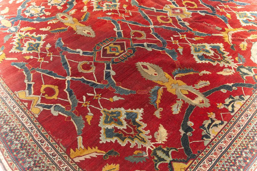 Authentic 19th Century Indian Bold Agra Red Handmade Wool Rug BB5109