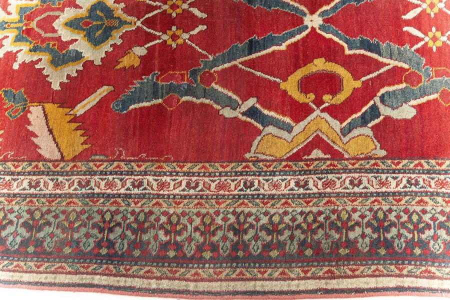 Authentic 19th Century Indian Bold Agra Red Handmade Wool Rug BB5109
