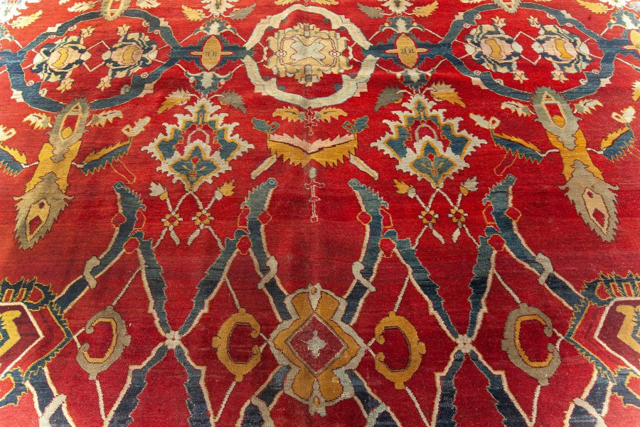 Authentic 19th Century Indian Bold Agra Red Handmade Wool Rug BB5109