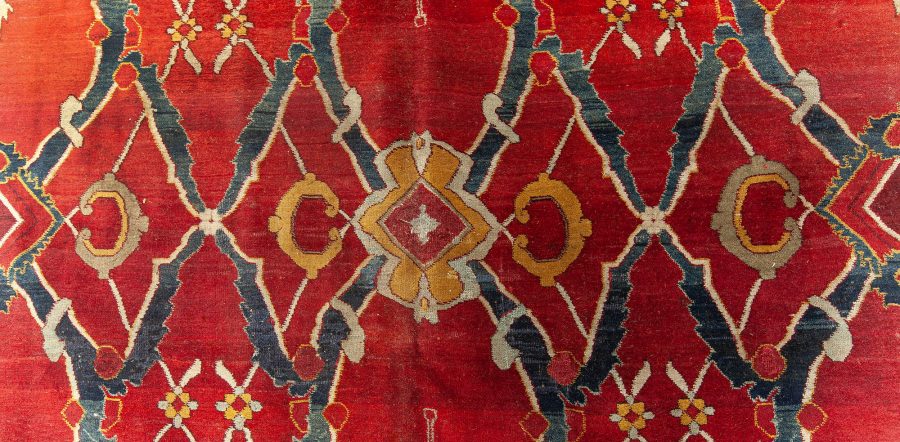 Authentic 19th Century Indian Bold Agra Red Handmade Wool Rug BB5109