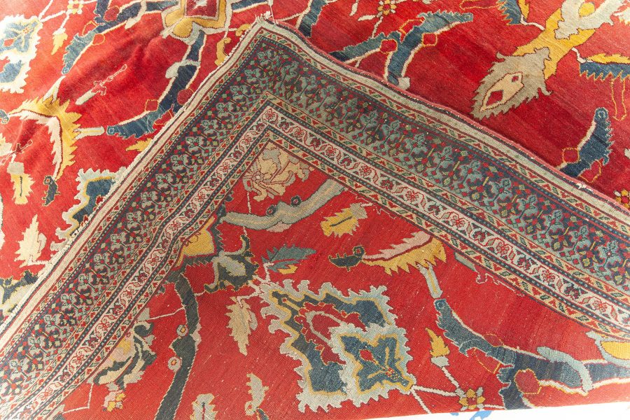 Authentic 19th Century Indian Bold Agra Red Handmade Wool Rug BB5109