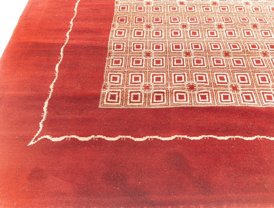 Mid-20th century French Art Deco Burgundy Handmade Wool Rug by Paule Leleu BB5305