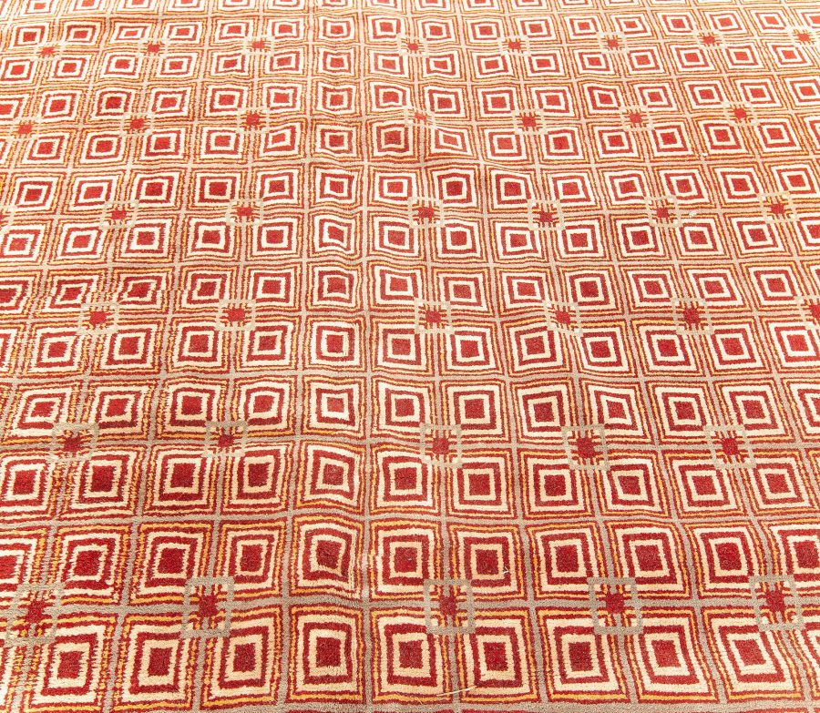 Mid-20th century French Art Deco Burgundy Handmade Wool Rug by Paule Leleu BB5305