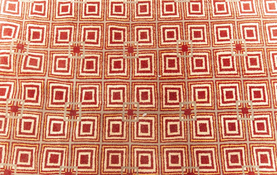 Mid-20th century French Art Deco Burgundy Handmade Wool Rug by Paule Leleu BB5305