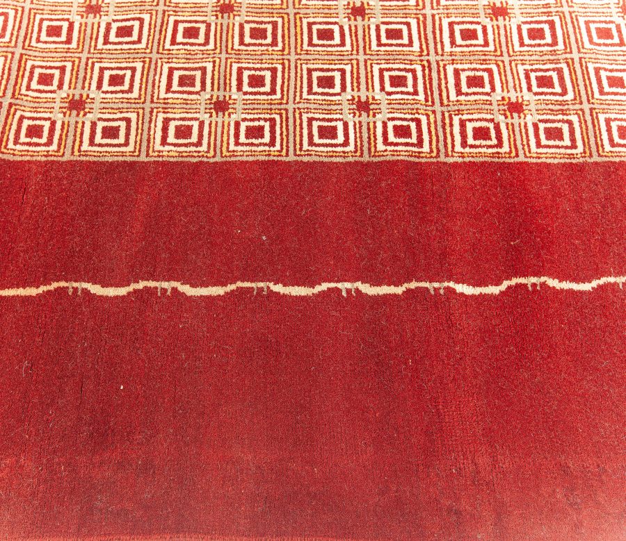 Mid-20th century French Art Deco Burgundy Handmade Wool Rug by Paule Leleu BB5305