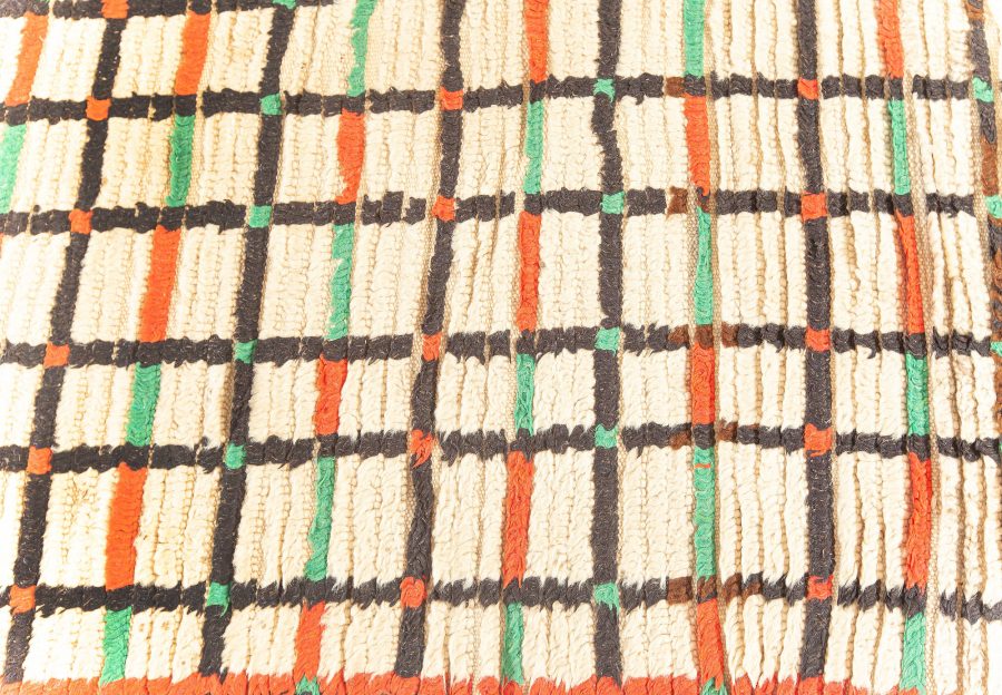 Midcentury Moroccan Handmade Wool Rug in Red, Green and Brown BB5901