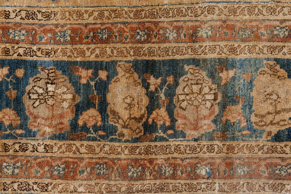 Authentic Early 20th Century Persian Tabriz Botanic Handmade Wool Rug BB5937