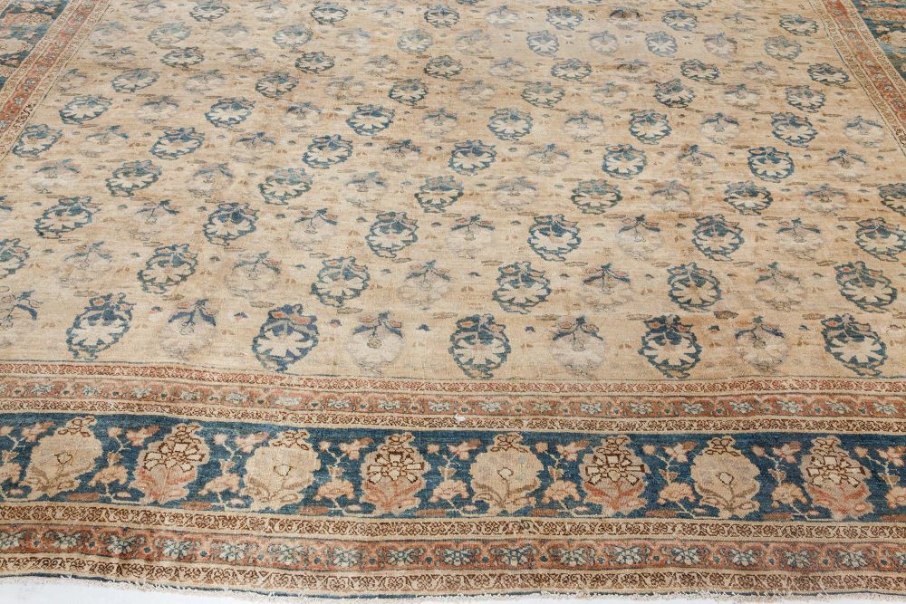 Authentic Early 20th Century Persian Tabriz Botanic Handmade Wool Rug BB5937