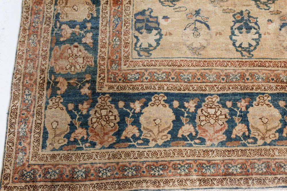 Authentic Early 20th Century Persian Tabriz Botanic Handmade Wool Rug BB5937
