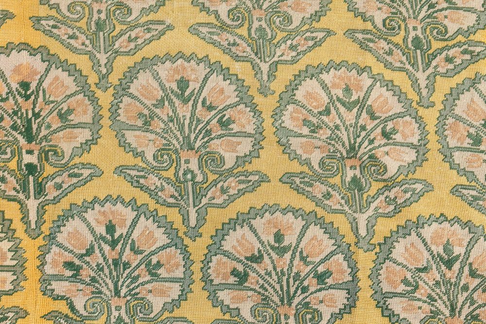 Antique Needlepoint Pale Green and Golden Yellow Carpet BB7072
