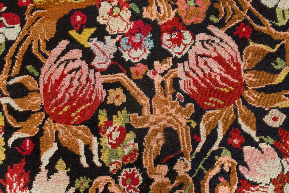 Antique Karabagh Floral Colorful Handmade Wool Rug BB7074