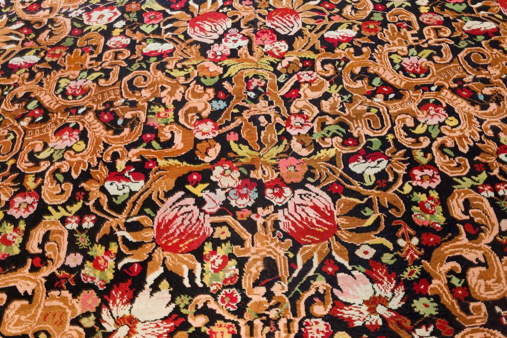 Antique Karabagh Floral Colorful Handmade Wool Rug BB7074